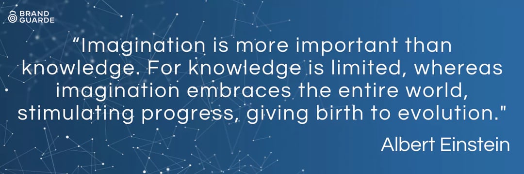 Quote card: Albert Einstein on imagination being more important than knowledge
